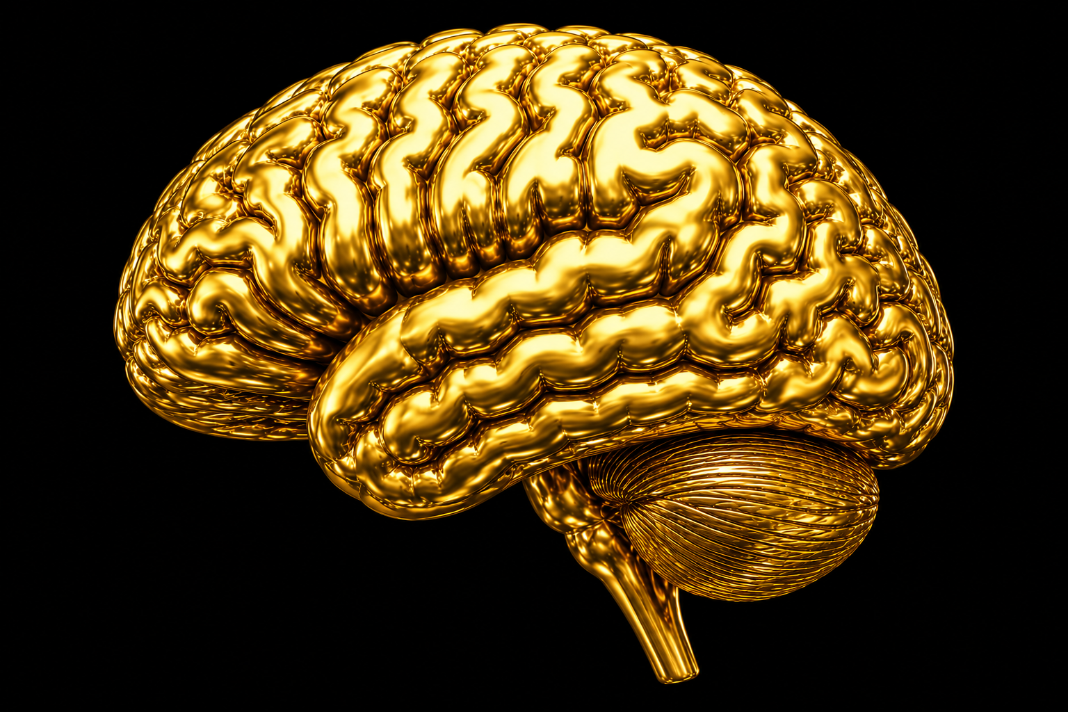 Cérebro dourado metálico